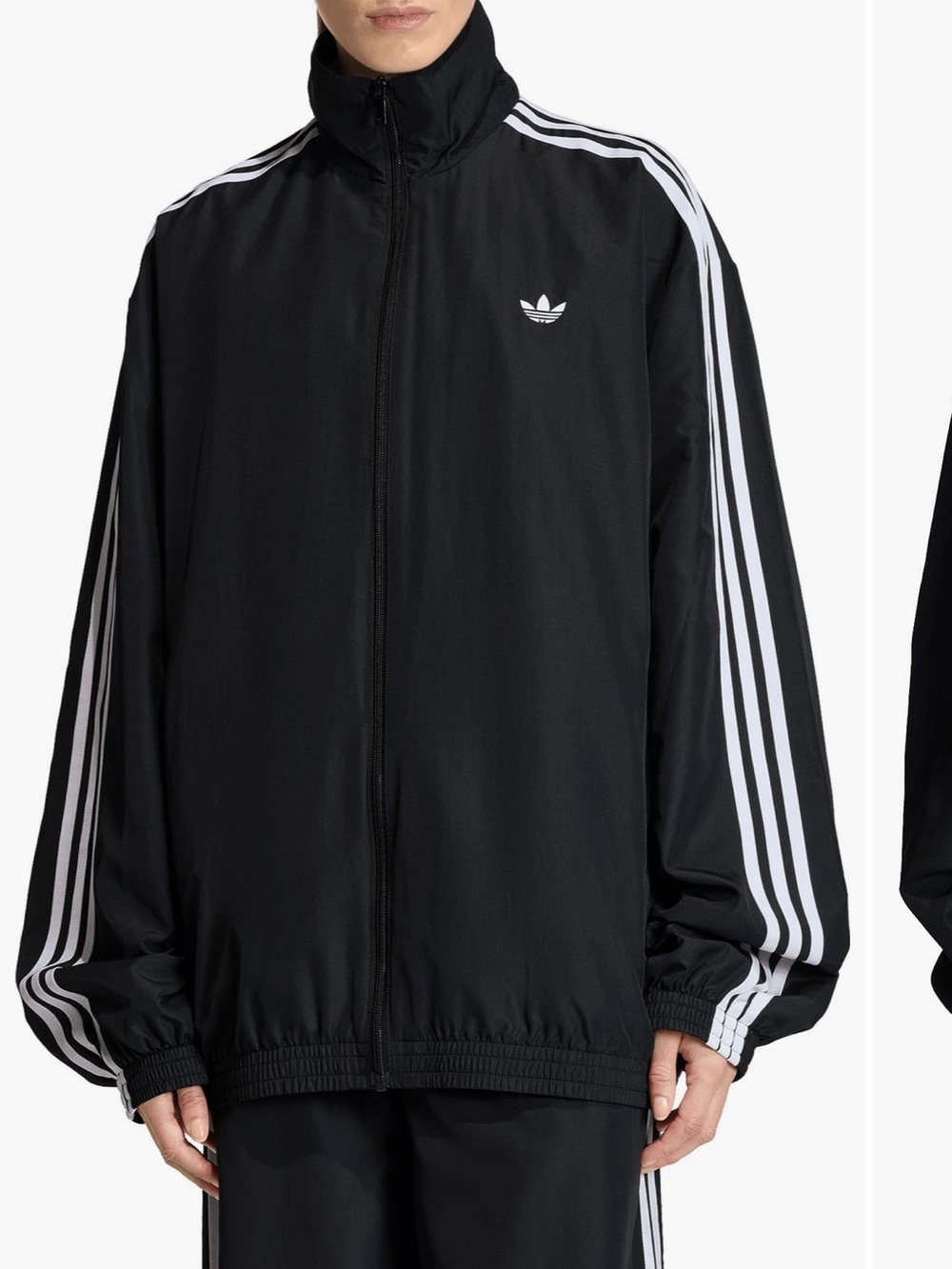 adidas Originals Black Windbreaker Jacket with White 3-Stripes
